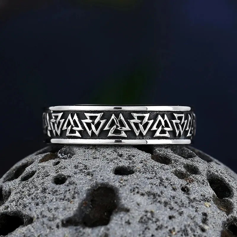 Nordic Trinity Knot Ring - Authentic Viking Celtic Steel Wedding Band - Viking Heritage Store