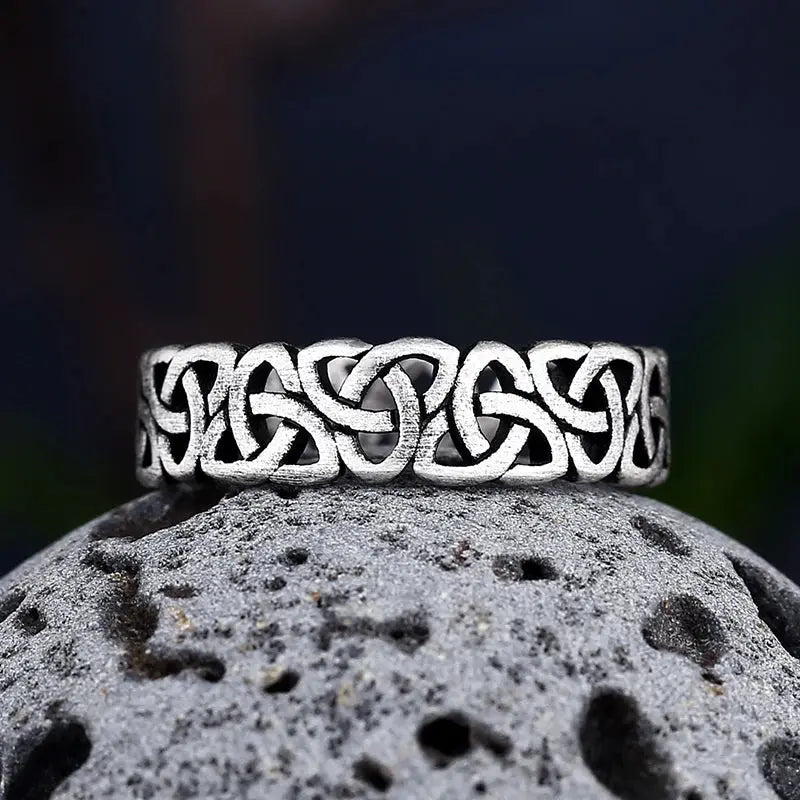 Nordic Trinity Knot Ring - Authentic Viking Celtic Steel Wedding Band - Viking Heritage Store