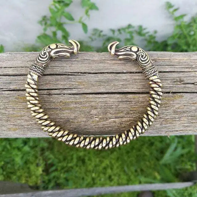 SOLID BRONZE RAGNAR LOTHBROK VIKING BRACELET