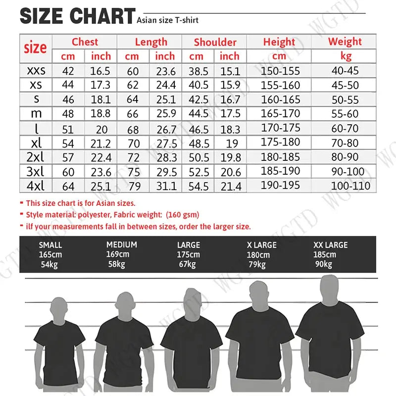 Viking Compass Graphic T-Shirt size chart