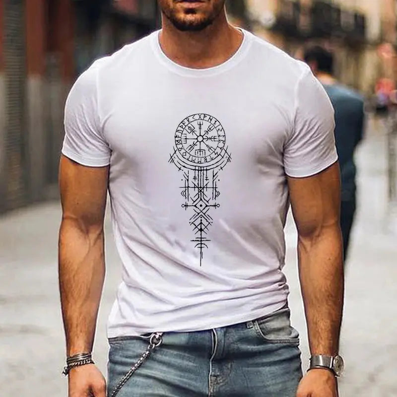 Viking Compass Graphic T-Shirt white