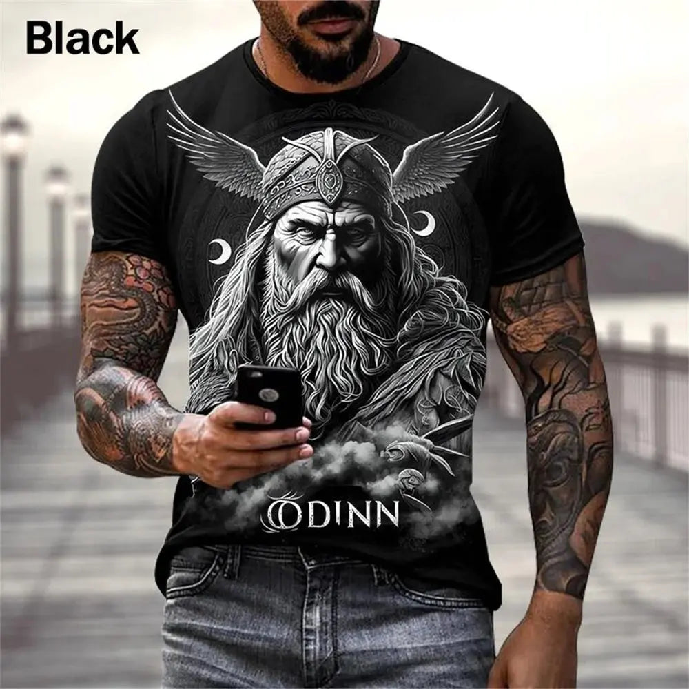 3D Viking Warrior T-Shirt BLACK