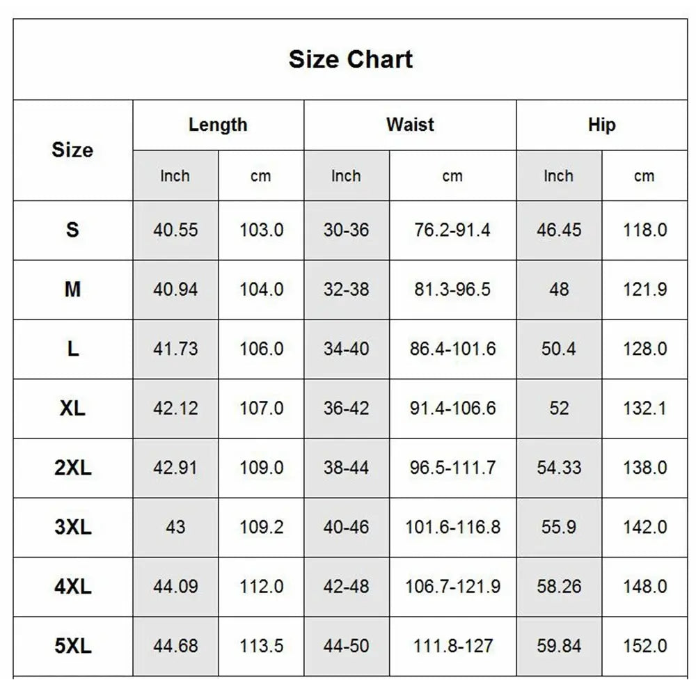 Men's Viking Costume Pants size chart