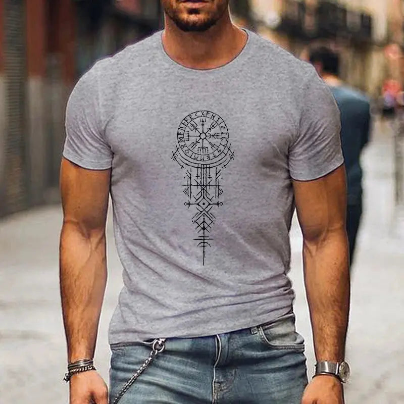 Viking Compass Graphic T-Shirt gey light