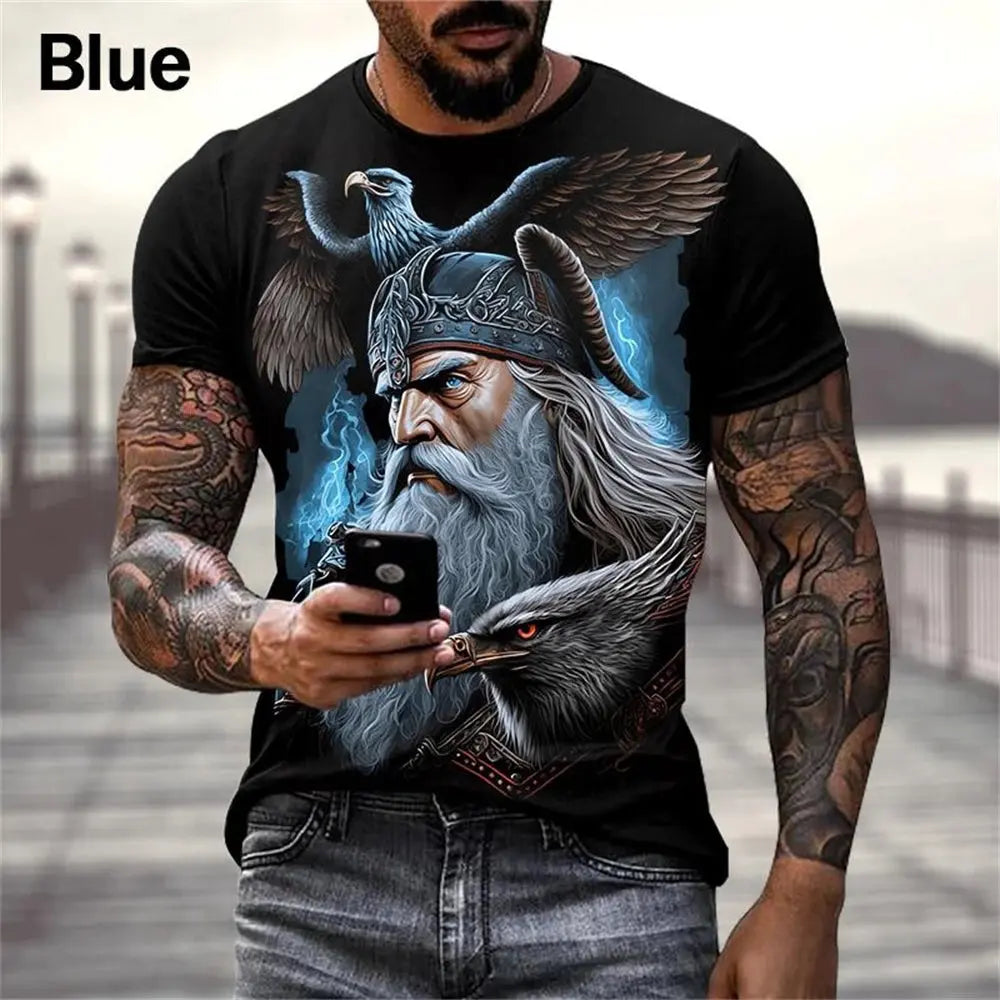 3D Viking Warrior T-Shirt BLUE