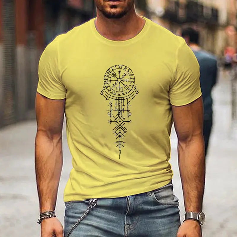 Viking Compass Graphic T-Shirt yellow