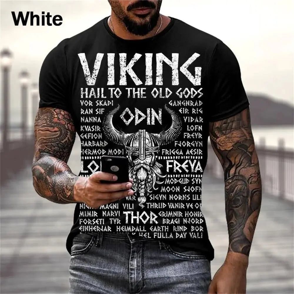 3D Viking Warrior T-Shirt WHITE