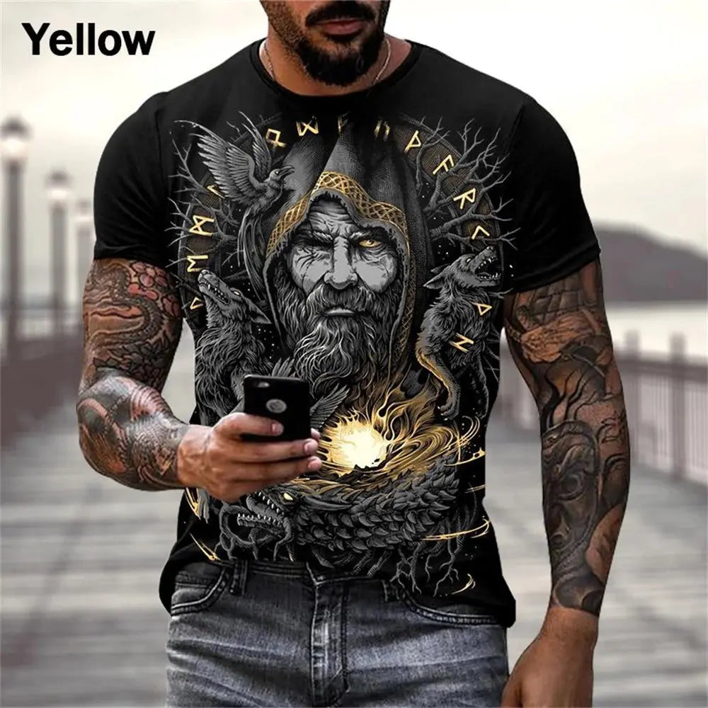 3D Viking Warrior T-Shirt YELLOW