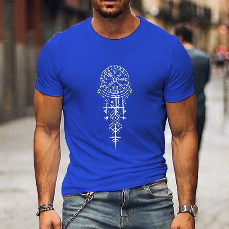 Viking Compass Graphic T-Shirt blue