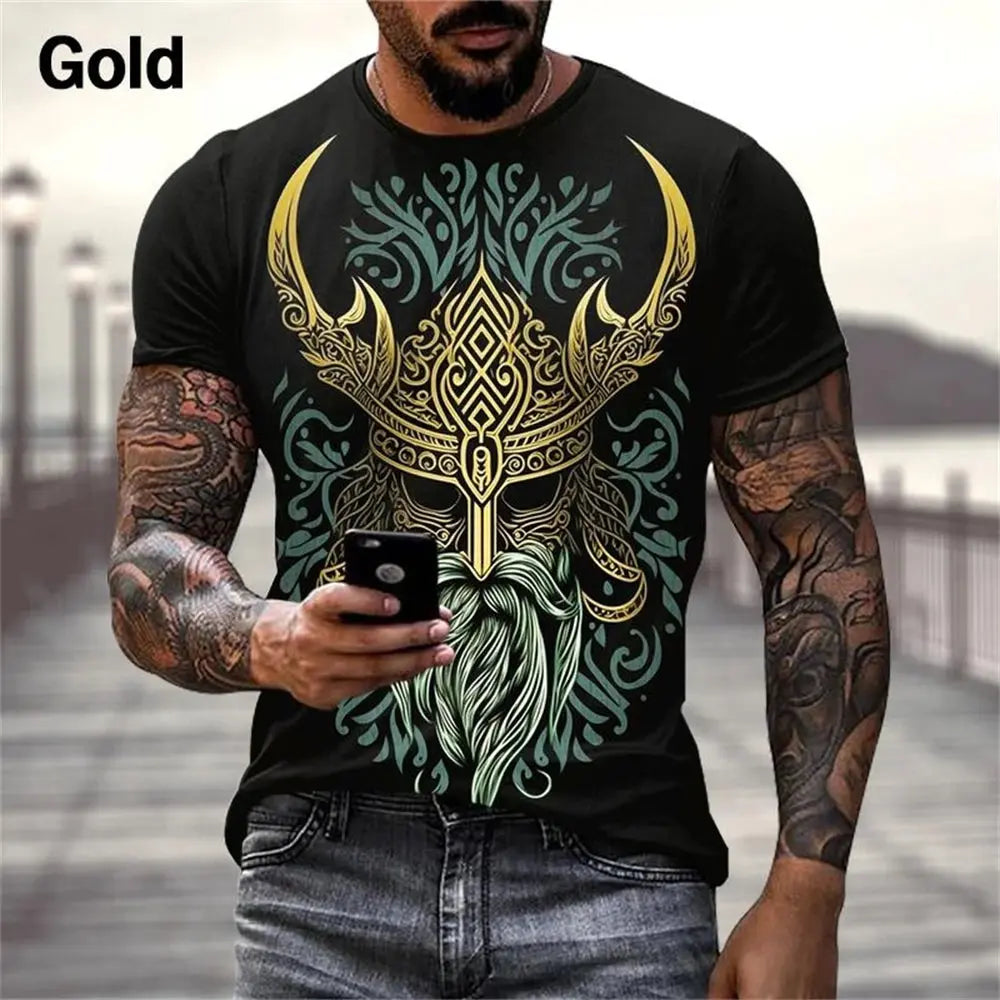 3D Viking Warrior T-Shirt GOLD