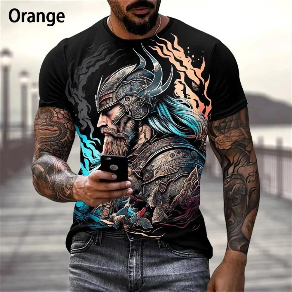 3D Viking Warrior T-Shirt ORANGE