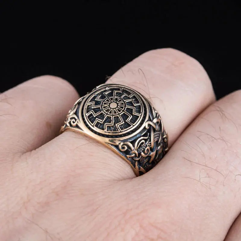 Black Sun Ring (Solid Bronze) - Viking Heritage Store