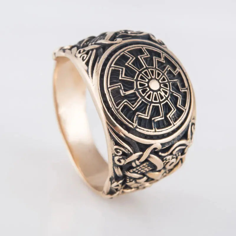 Black Sun Ring (Solid Bronze) - Viking Heritage Store