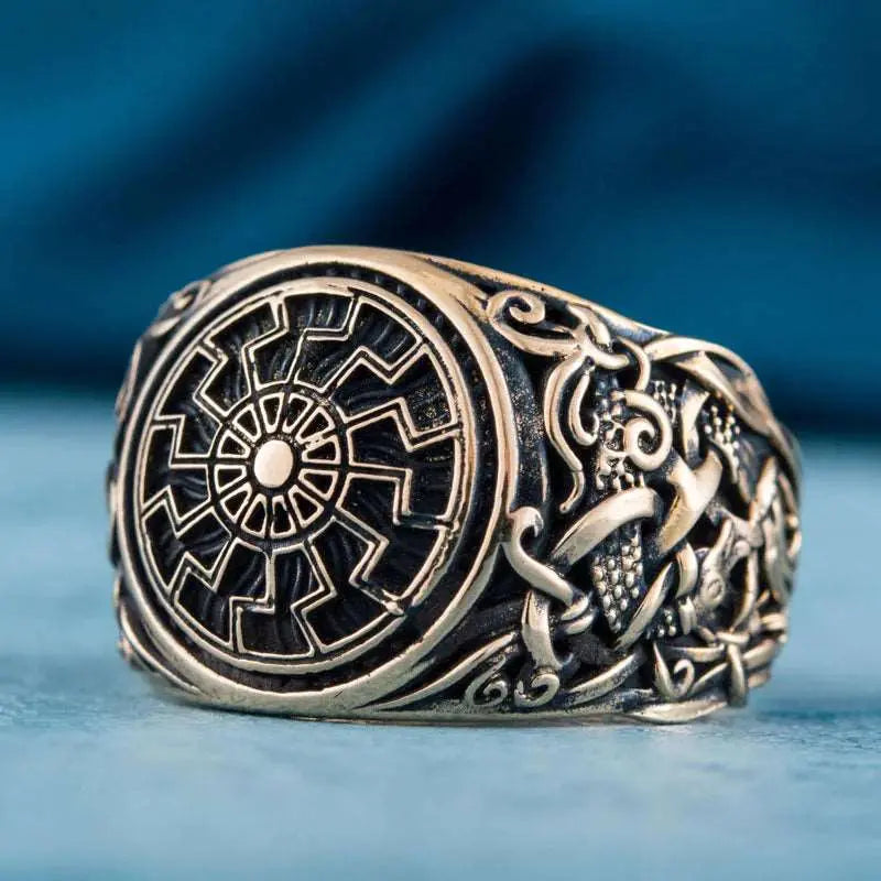 Black Sun Ring (Solid Bronze) - Viking Heritage Store