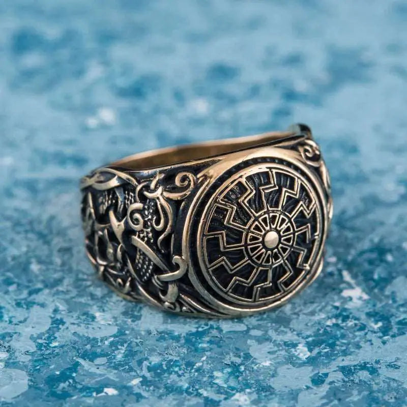 Black Sun Ring (Solid Bronze) - Viking Heritage Store