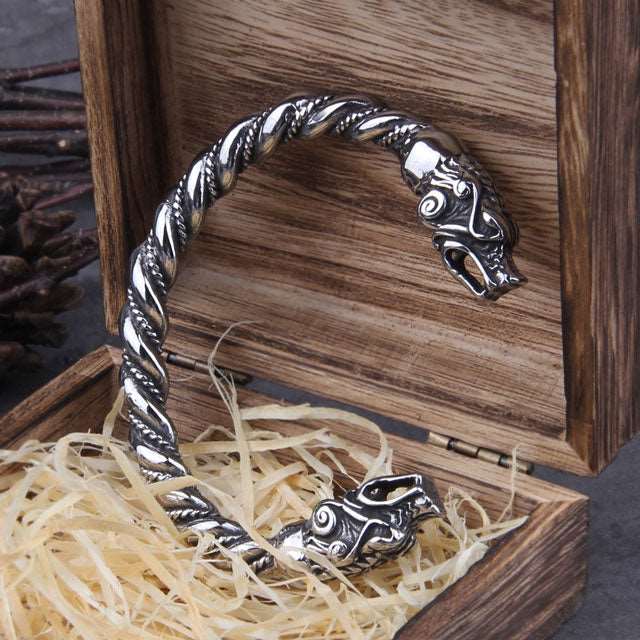 Viking Raven Arm Ring - STERLING SILVER Hugin and Munin Bracelet
