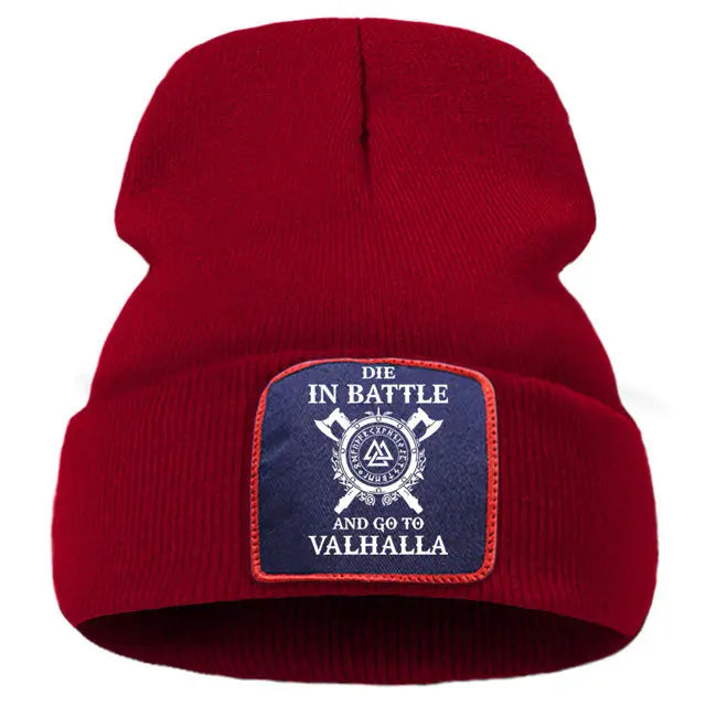 Die in Battle and Go to Valhalla Beanie - Viking Heritage Store