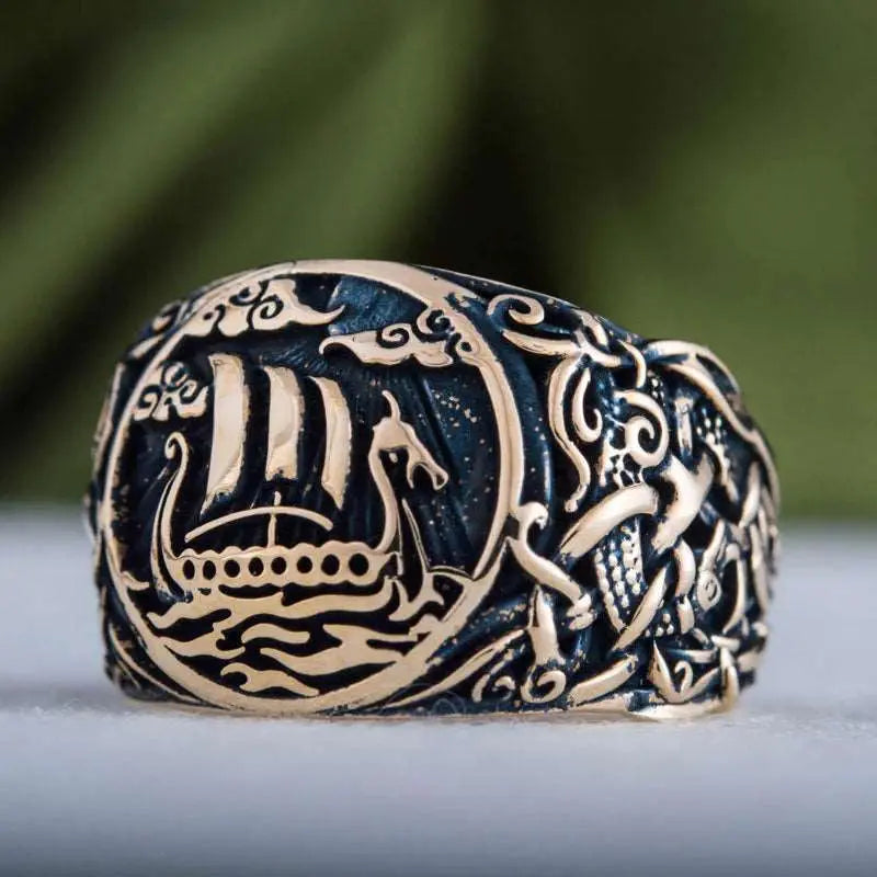 Drakkar Ring (Solid Bronze) - Viking Heritage Store