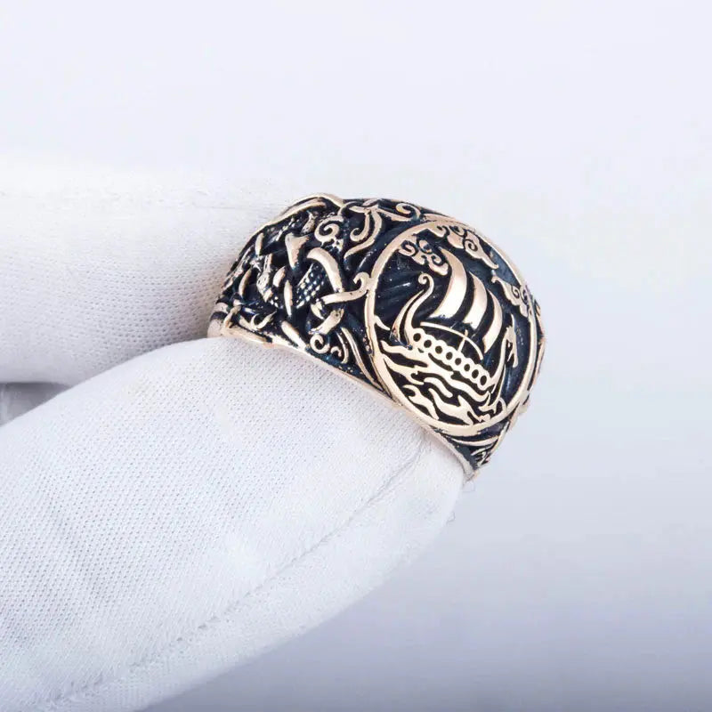 Drakkar Ring (Solid Bronze) - Viking Heritage Store