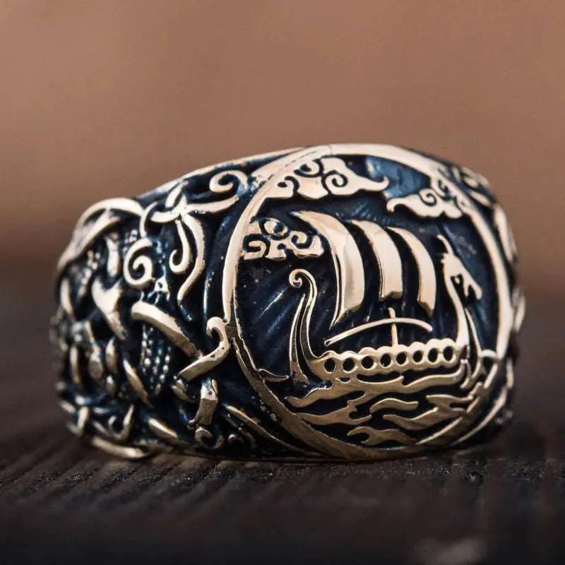 Drakkar Ring (Solid Bronze) - Viking Heritage Store