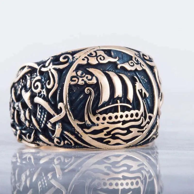 Drakkar Ring (Solid Bronze) - Viking Heritage Store