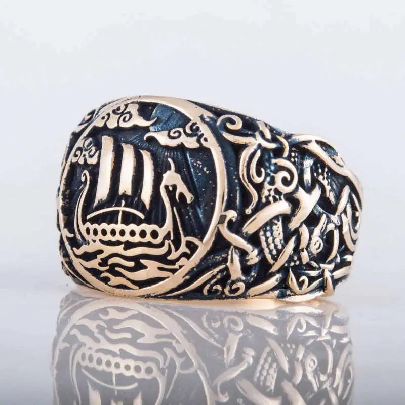 Drakkar Ring (Solid Bronze) - Viking Heritage Store