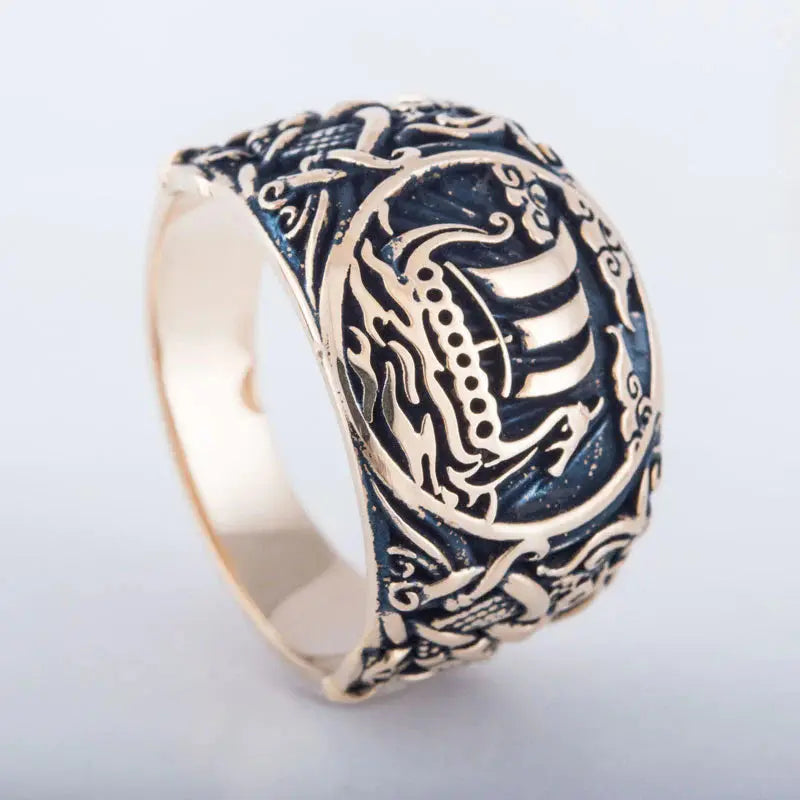 Drakkar Ring (Solid Bronze) - Viking Heritage Store