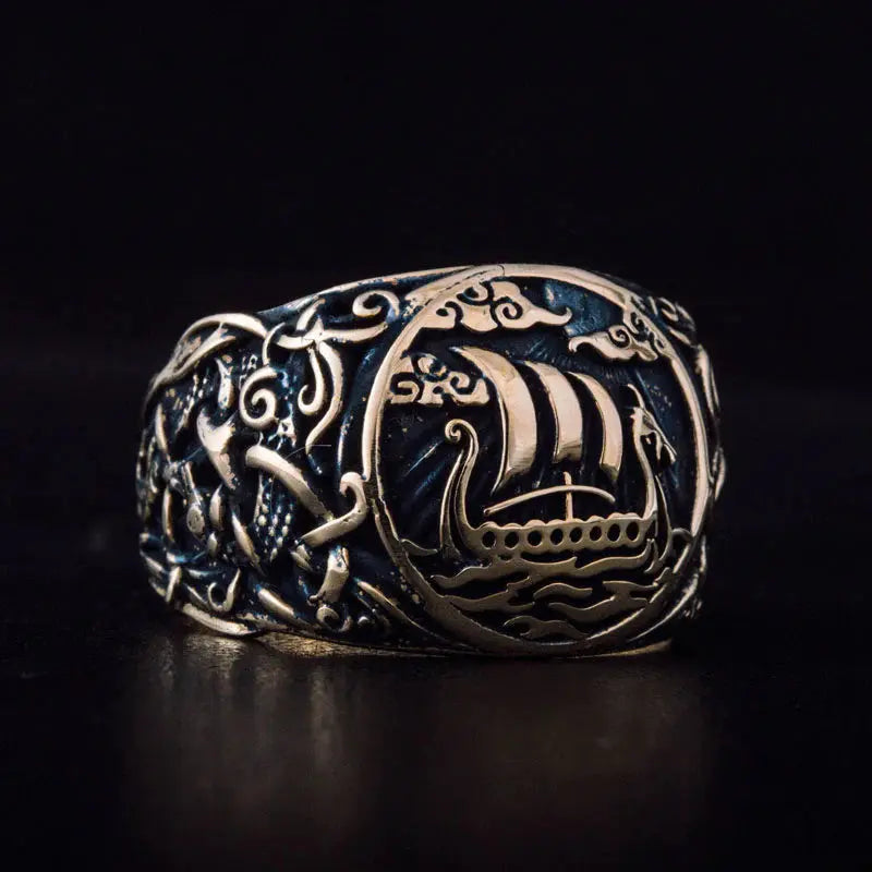 Drakkar Ring (Solid Bronze) - Viking Heritage Store