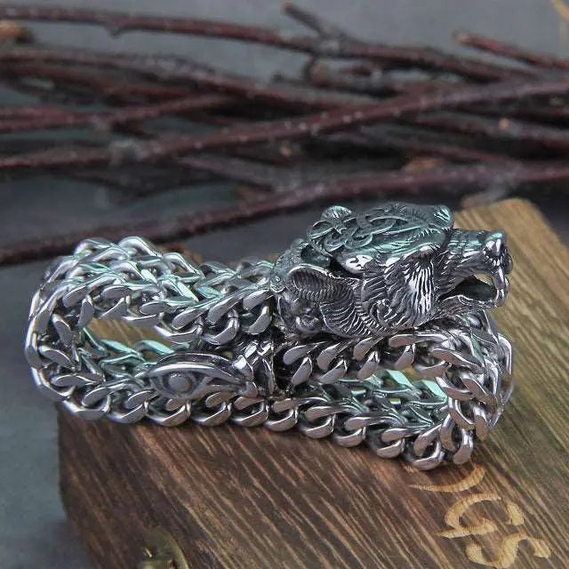 Fenrir Head Bracelet - Viking Heritage Store