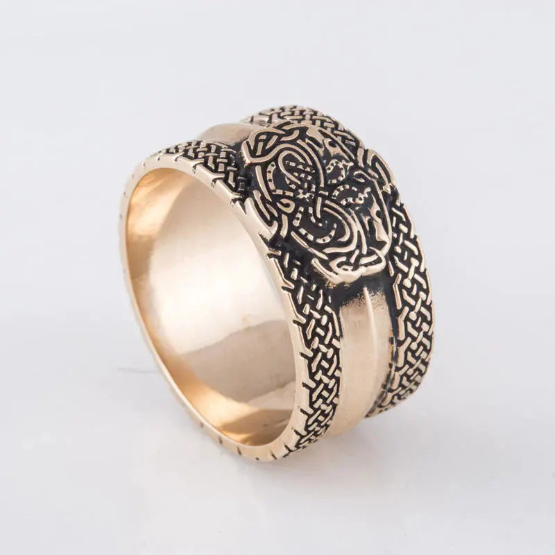 Geri And Freki Ring (Solid Bronze) - Viking Heritage Store