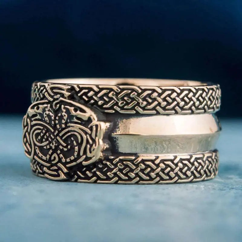 Geri And Freki Ring (Solid Bronze) - Viking Heritage Store