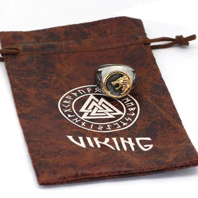 Gold Fenrir Ring - Viking Heritage Store