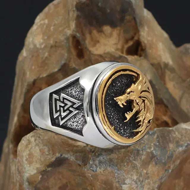 Gold Fenrir Ring - Viking Heritage Store