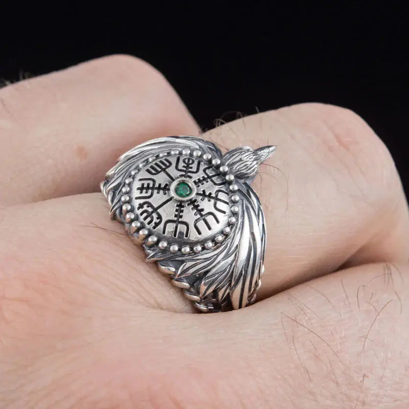 Hugin Ring / Vegvisir (Silver) - Viking Heritage Store