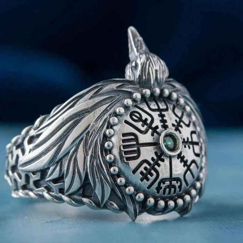 Hugin Ring / Vegvisir (Silver) - Viking Heritage Store