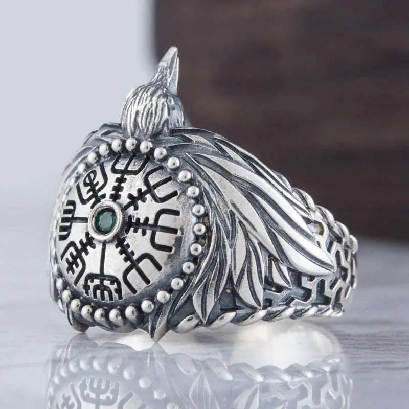 Hugin Ring / Vegvisir (Silver) - Viking Heritage Store