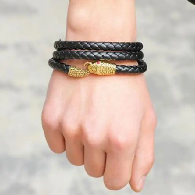 Leather Snake Bracelet - Viking Heritage Store