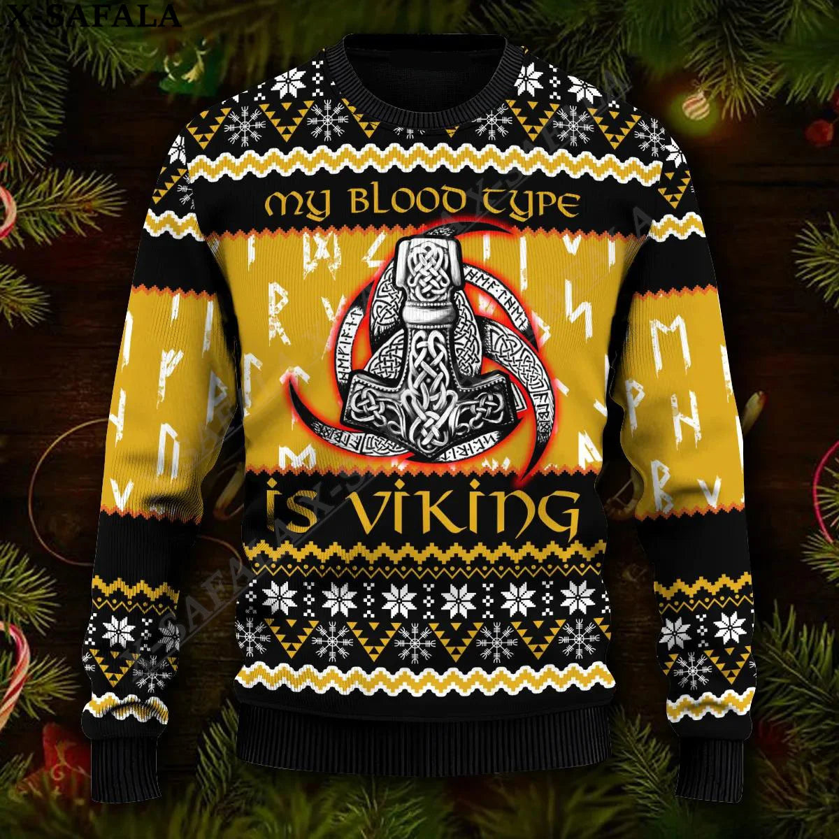 My Blood Type is Viking Christmas Sweater-Viking Heritage Store