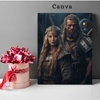 Personalized Viking Couple Portrait Canva 2