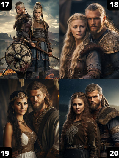 Personalized Viking Couple Portrait Model 3