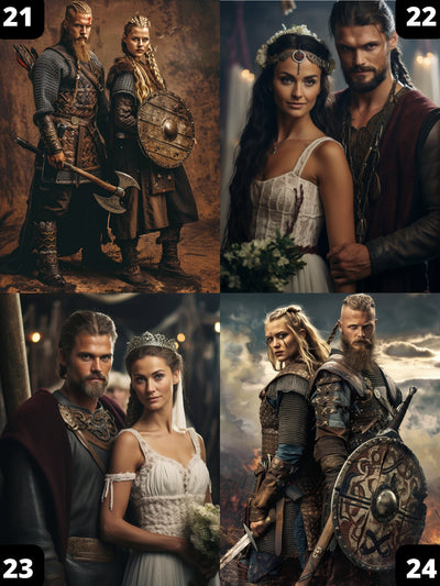 Personalized Viking Couple Portrait Model 4