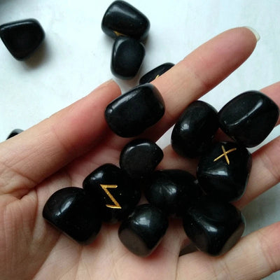 Premium Set of Black Obsidian Runestones-Viking Heritage Store