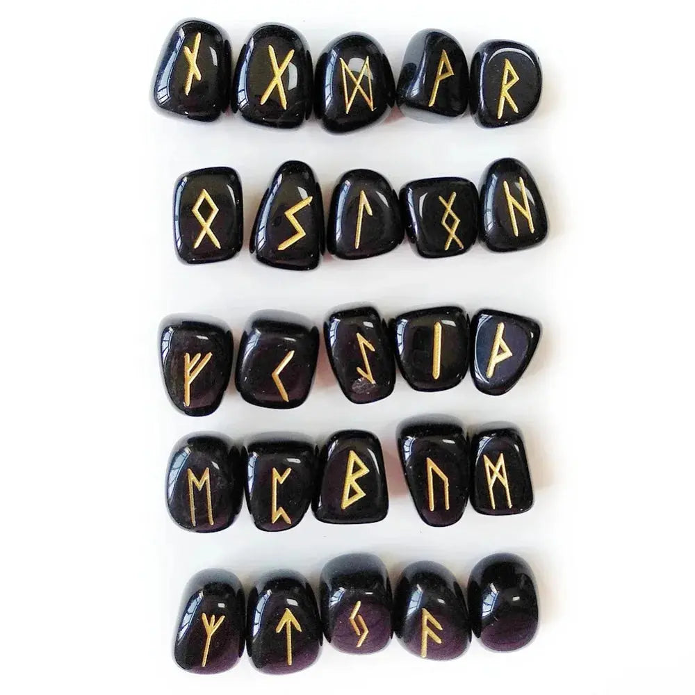 Premium Set of Black Obsidian Runestones-Viking Heritage Store