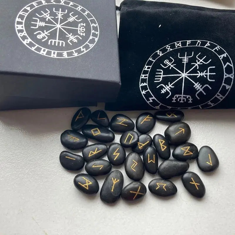 Set of 25 Engraved Viking Runic Stones-Viking Heritage Store