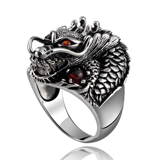 Silver Dragon Ring - Viking Heritage Store