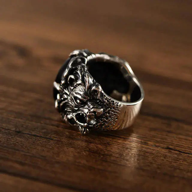 Silver Fenrir Ring - Viking Heritage Store