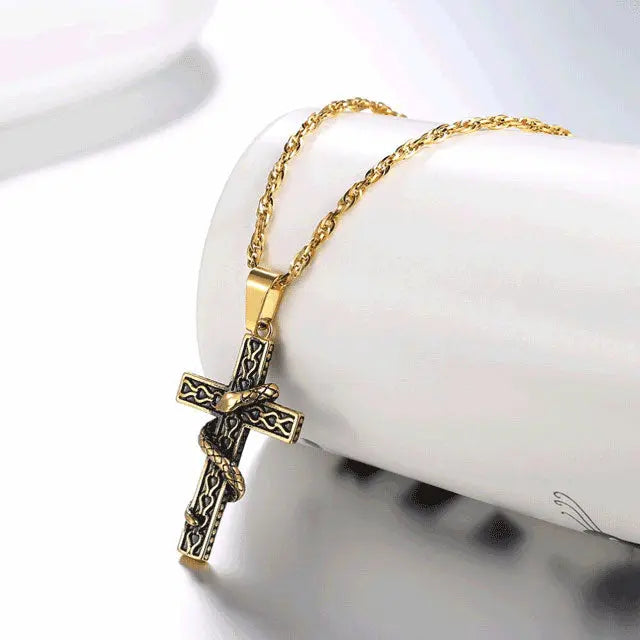 Snake Cross Necklace - Viking Heritage Store