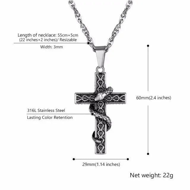 Snake Cross Necklace - Viking Heritage Store