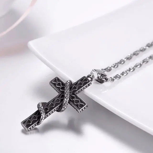 Snake Cross Necklace - Viking Heritage Store