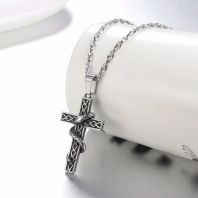 Snake Cross Necklace - Viking Heritage Store